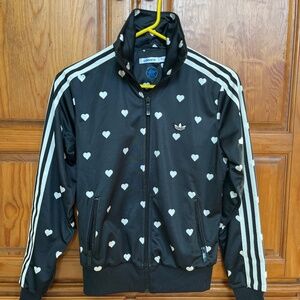Vintage Adidas Firebird Track Jacket with Heart Pattern